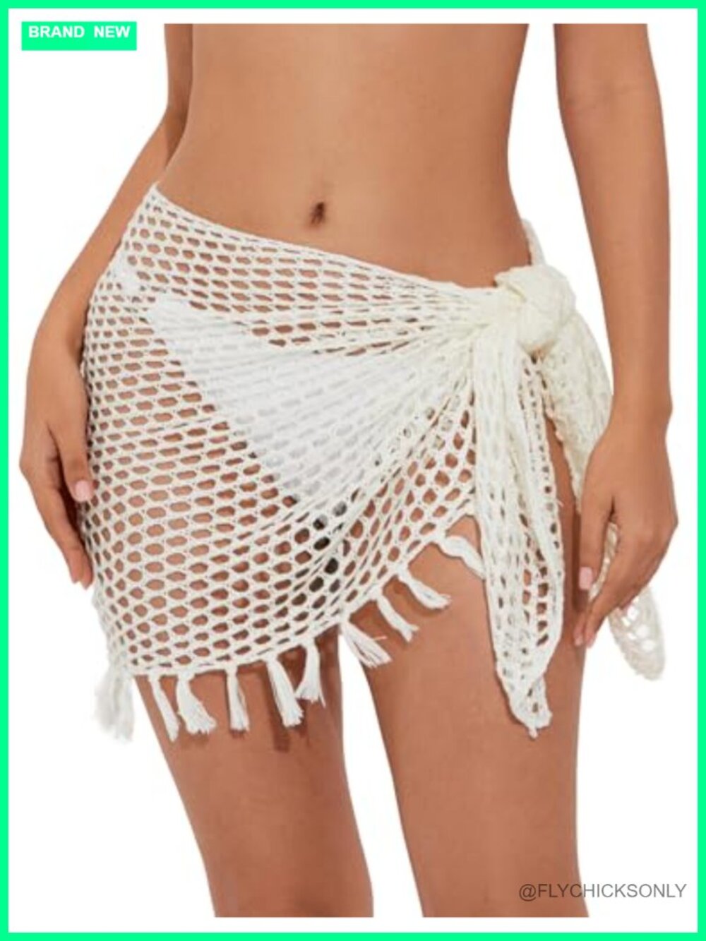 Crochet Sarong Cover Up Skirt Tassel Fishnet Beach Wrap